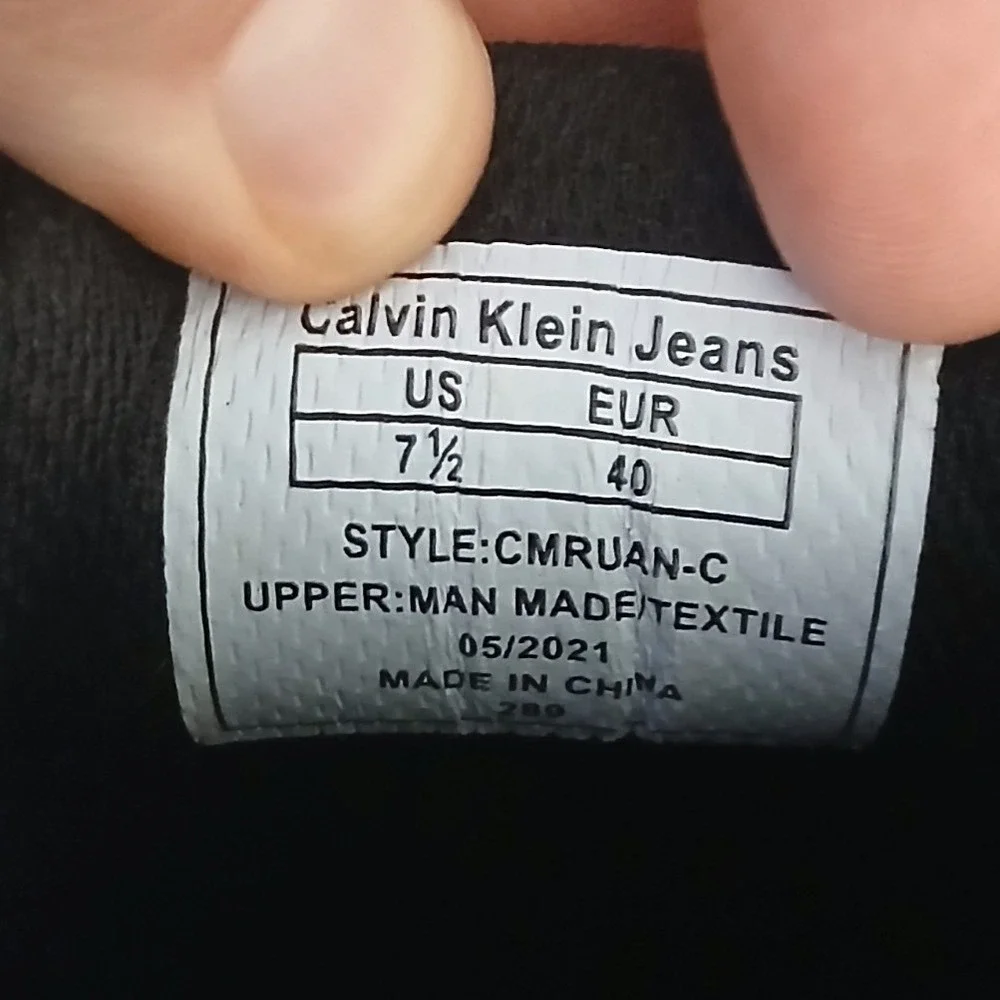 Calvin Klein Slip On Sneakers Mens 7.5‎ Black Slip On Shoes Casual CMRUAN